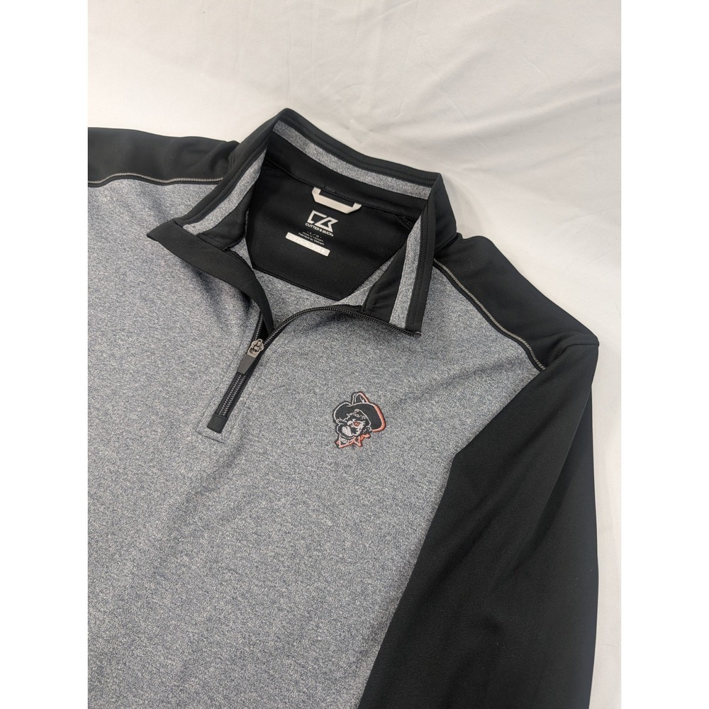 Cutter & Buck Men's Long Sleeve Dry Tec 1/4 Zip Oklahoma State Pistol Pete Large